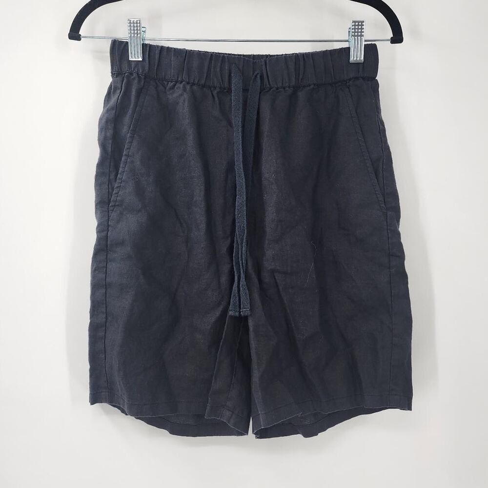 EILEEN FISHER Black 100% Linen Drawstring Shorts Womens Size XXS NWOT Summer
